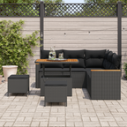 Gartensofa-set mit Kissen 8 pcs Schwarz Poly Rattan