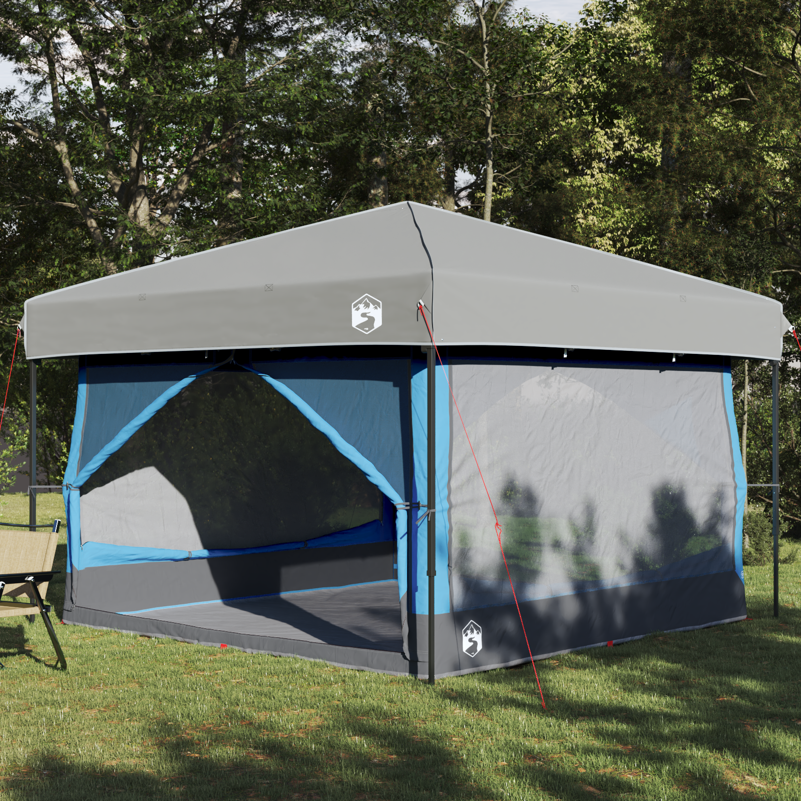 Innertelt 7-Personen mit Dach Blau und Grau 300 x 300 x 250 cm