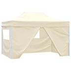 Faltzelt Pop-Up mit 4 Seitenteilen 3 x 4,5 m Cremeweiß