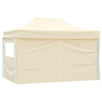 Faltzelt Pop-Up mit 4 Seitenteilen 3 x 4,5 m Cremeweiß
