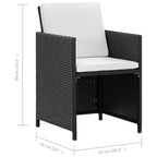 5-tlg. Garten-Essgruppe mit Auflagen Poly Rattan Schwarz