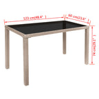 5-tlg. Garten-Essgruppe mit Auflagen Poly Rattan Beige