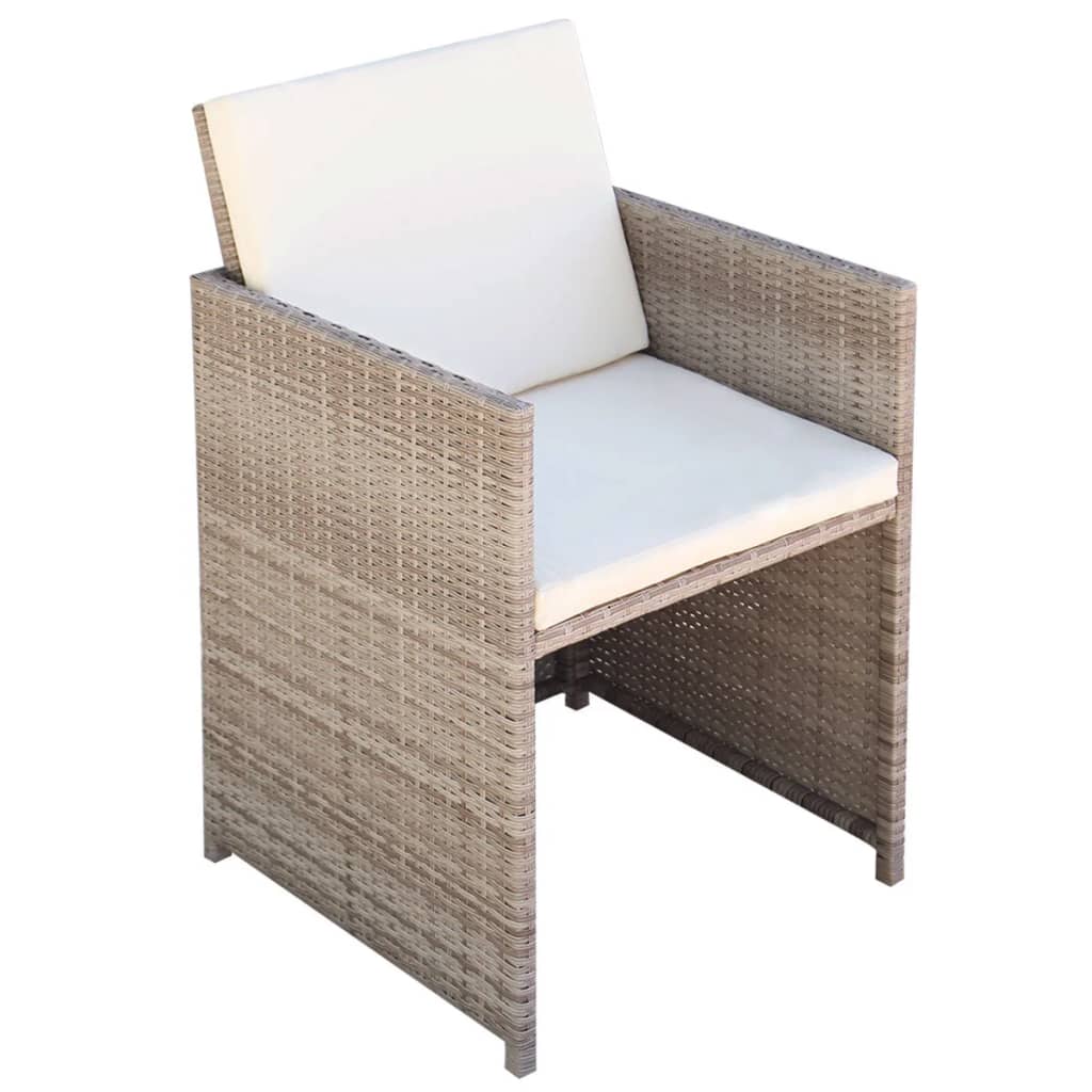 13-tlg. Garten-Essgruppe mit Auflagen Poly Rattan Beige