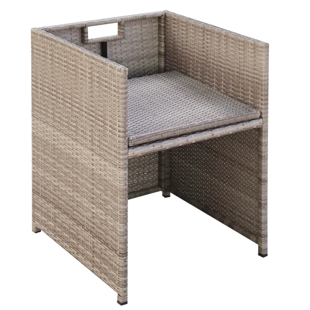 13-tlg. Garten-Essgruppe mit Auflagen Poly Rattan Beige