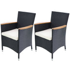 Gartenstühle 2 Stk. mit Polstern Poly Rattan Schwarz