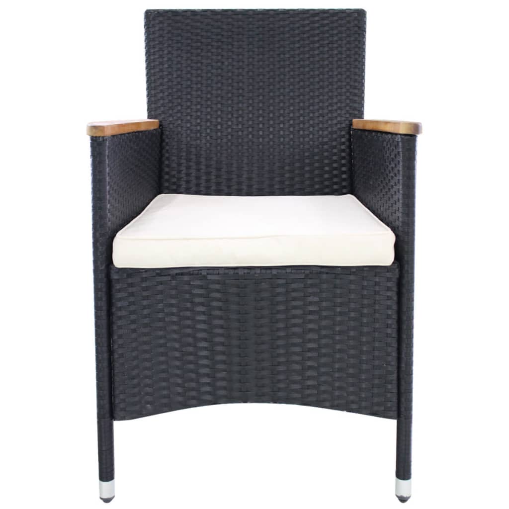 Gartenstühle 2 Stk. mit Polstern Poly Rattan Schwarz