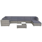 8-tlg. Garten-Lounge-Set mit Auflagen Poly Rattan Grau