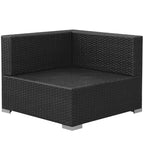 3-tlg. Garten-Lounge-Set mit Auflagen Poly Rattan Schwarz