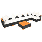 7-tlg. Garten-Lounge-Set mit Auflagen Poly Rattan Schwarz