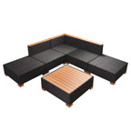 6-tlg. Garten-Lounge-Set mit Auflagen Poly Rattan Schwarz