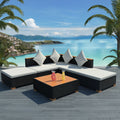 6-tlg. Garten-Lounge-Set mit Auflagen Poly Rattan Schwarz