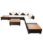 8-tlg. Garten-Lounge-Set mit Auflagen Poly Rattan Schwarz