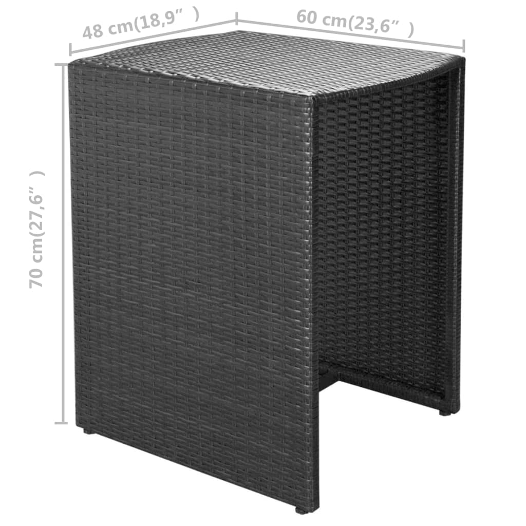 3-tlg. Bistro-Set mit Auflagen Poly Rattan Schwarz