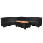 5-tlg. Garten-Lounge-Set mit Auflagen Poly Rattan Schwarz