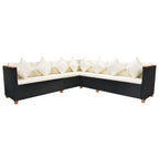 7-tlg. Garten-Lounge-Set mit Auflagen Poly Rattan Schwarz