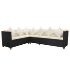 5-tlg. Garten-Lounge-Set mit Kissen Poly Rattan Schwarz