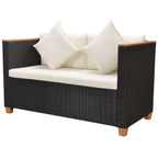5-tlg. Garten-Lounge-Set mit Kissen Poly Rattan Schwarz
