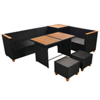 7-tlg. Garten-Lounge-Set mit Auflagen Poly Rattan Schwarz