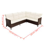 4-tlg. Garten-Lounge-Set mit Auflagen Poly Rattan Braun