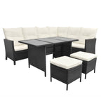 4-tlg. Garten-Lounge-Set mit Auflagen Poly Rattan Schwarz