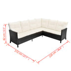 4-tlg. Garten-Lounge-Set mit Auflagen Poly Rattan Schwarz