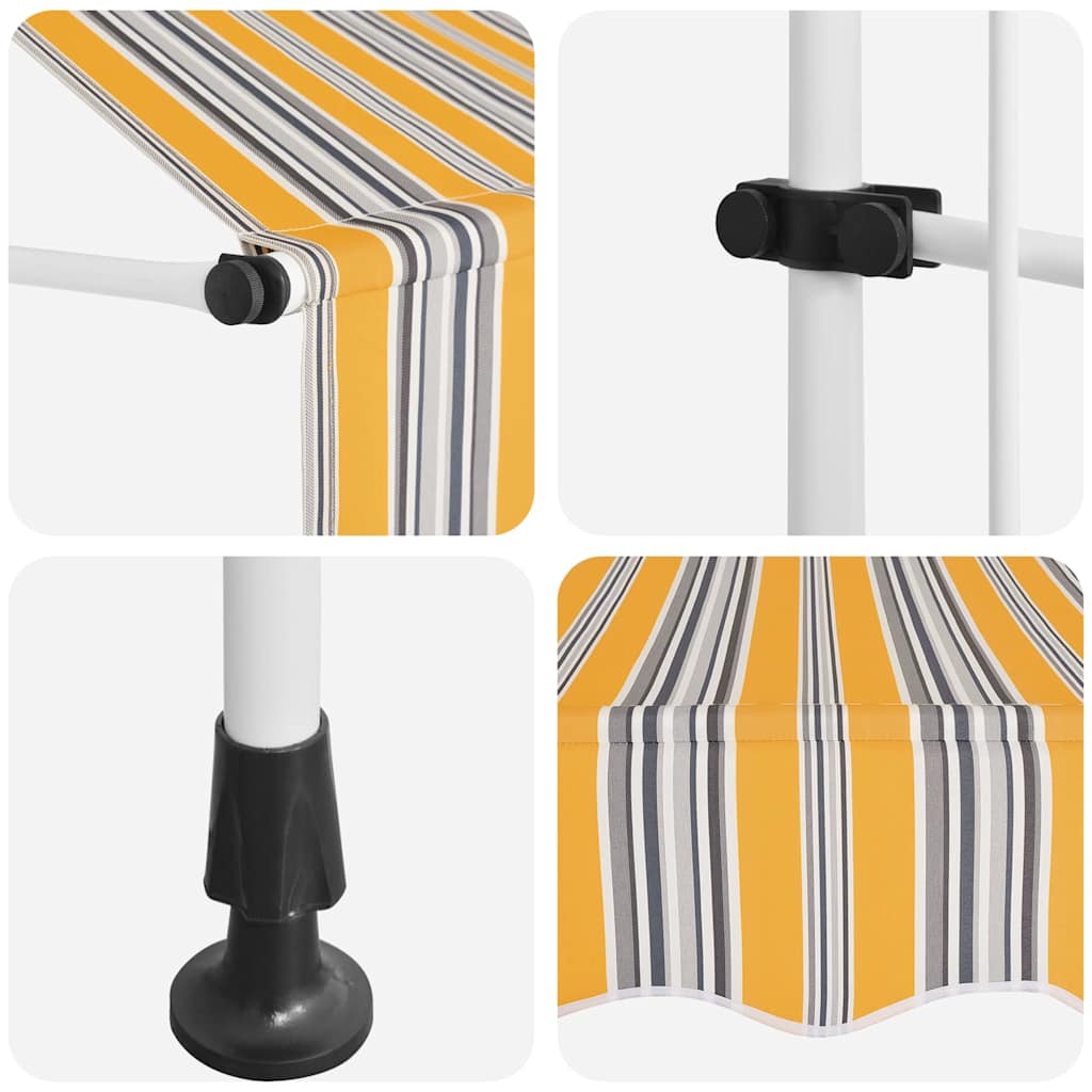 Einziehbare Markise Handbetrieben 150 cm Gelb/Blau Gestreift