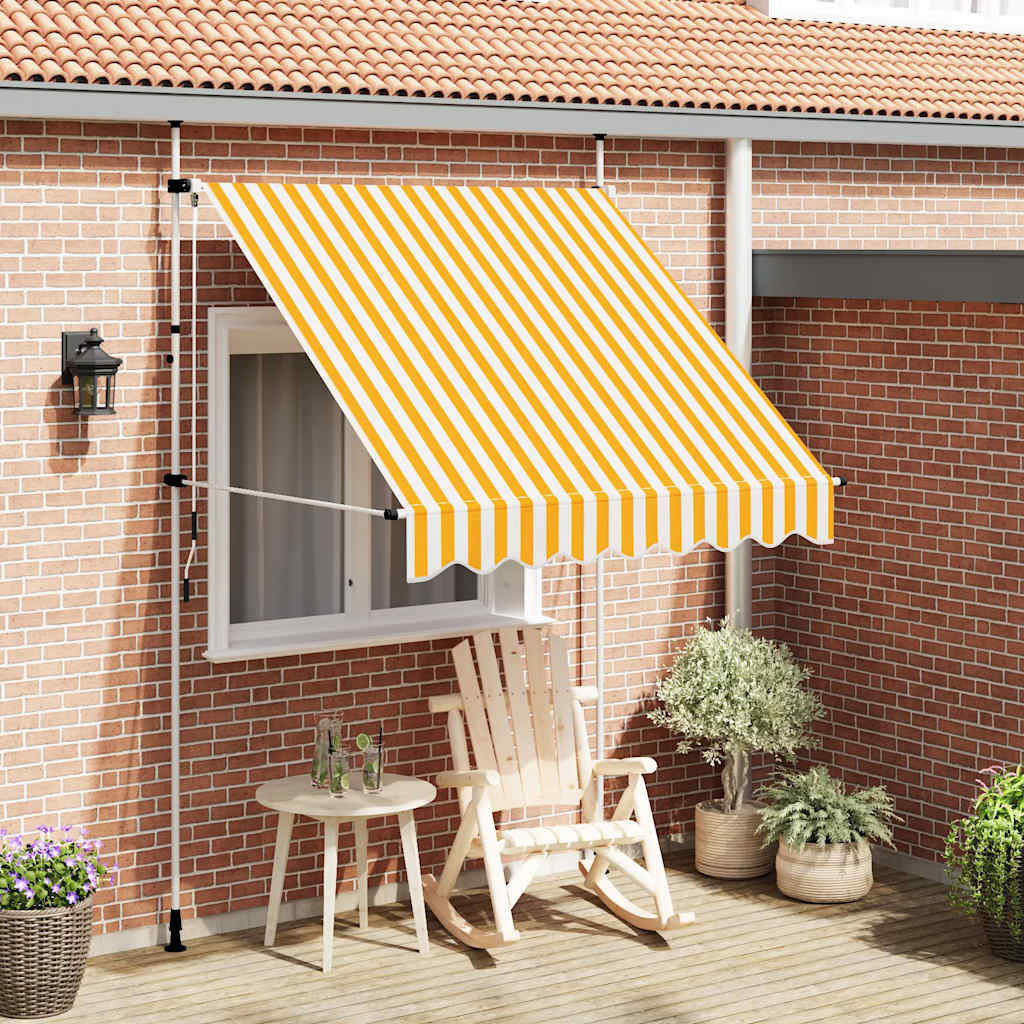 Einziehbare Markise Handbetrieben 200 cm Orange/Weiß Gestreift