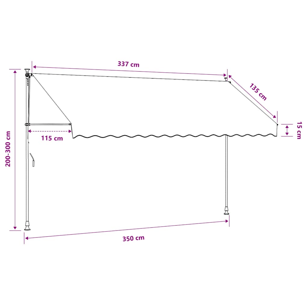 Einziehbare Markise Handbetrieben 350 cm Orange/Weiß Gestreift