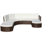 4-tlg. Garten-Lounge-Set mit Auflagen Poly Rattan Braun