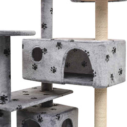 vidaXL Katzen-Kratzbaum 125 cm Pfoten-Aufdruck Grau