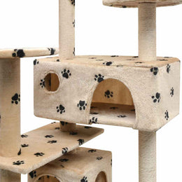 vidaXL Katzen-Kratzbaum 125 cm Pfoten-Aufdruck Beige