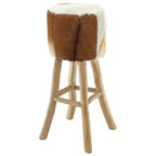 Barhocker Ziegenleder und Teak Massivholz