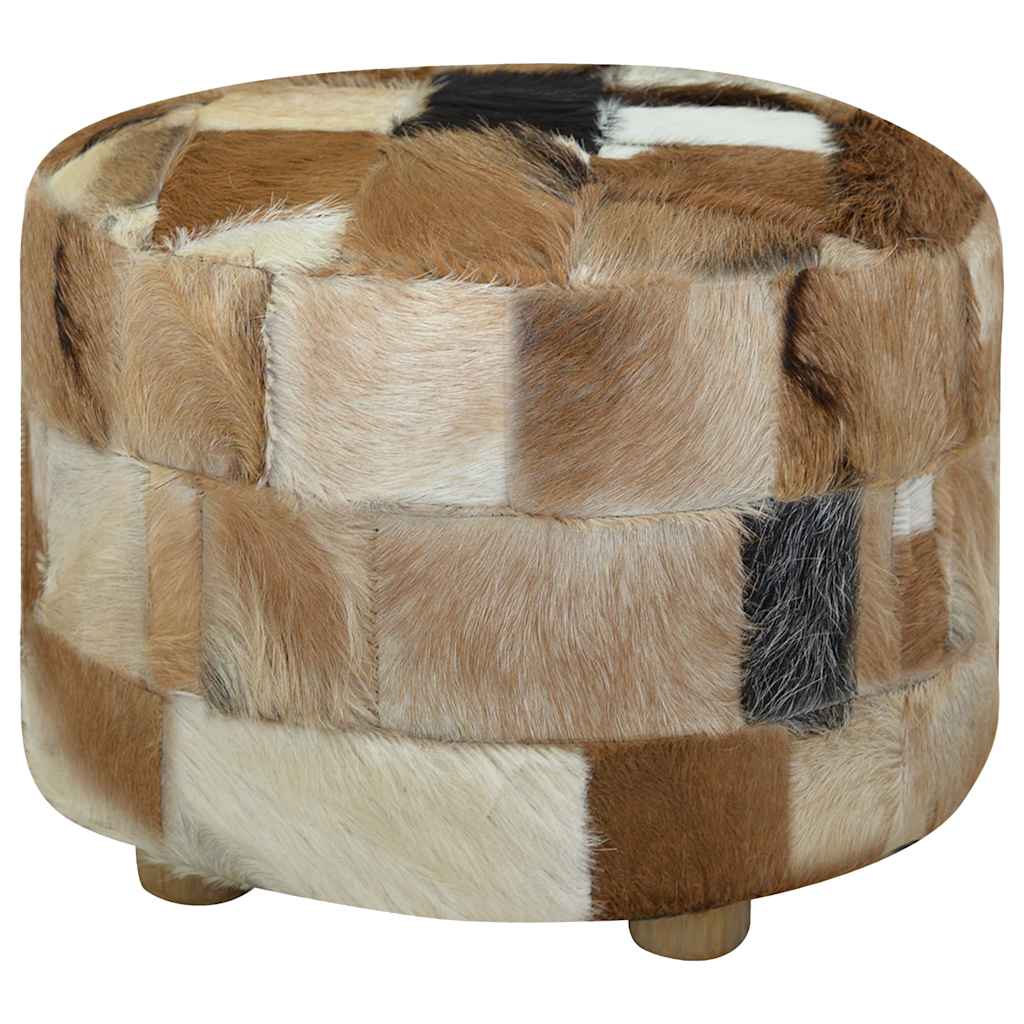 Hocker Ziegenleder Rund 50x50x45 cm