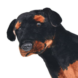 vidaXL Plüschtier Hund Rottweiler Stehend Plüsch Schwarz und Braun XXL