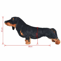 vidaXL Plüschtier Hund Dackel Stehend Plüsch Schwarz XXL