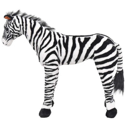 vidaXL Plüschtier Zebra Stehend Plüsch Schwarz und Weiß XXL