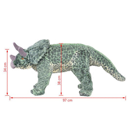 vidaXL Plüschtier Triceratops Stehend Plüsch Grün XXL