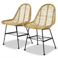 Esszimmerstühle 2 Stk. Natur Rattan