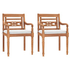 Batavia-Stühle 2 Stk. mit Polstern Massivholz Teak