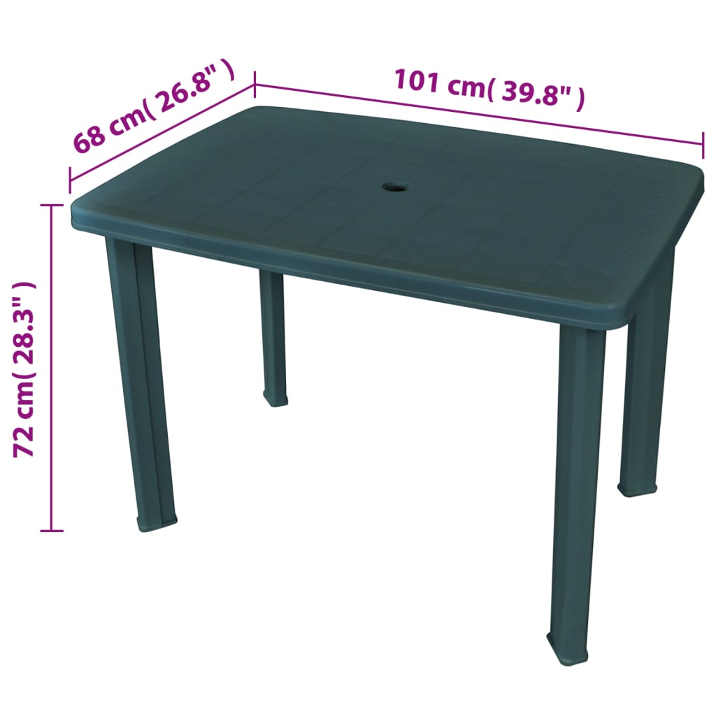 Gartentisch Grün 101 x 68 x 72 cm Kunststoff