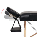 Massageliege 2-Zonen mit Hocker Klappbar 10 cm Sitz Schwarz