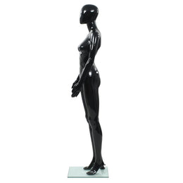 vidaXL Weibliche Schaufensterpuppe mit Glassockel Schwarz 175 cm