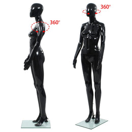 vidaXL Weibliche Schaufensterpuppe mit Glassockel Schwarz 175 cm