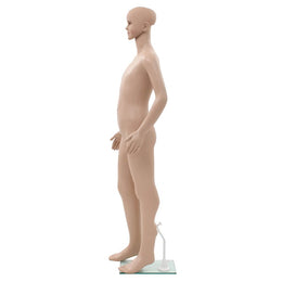 vidaXL Ganzkörper-Schaufensterpuppe Kind mit Glassockel Beige 140 cm