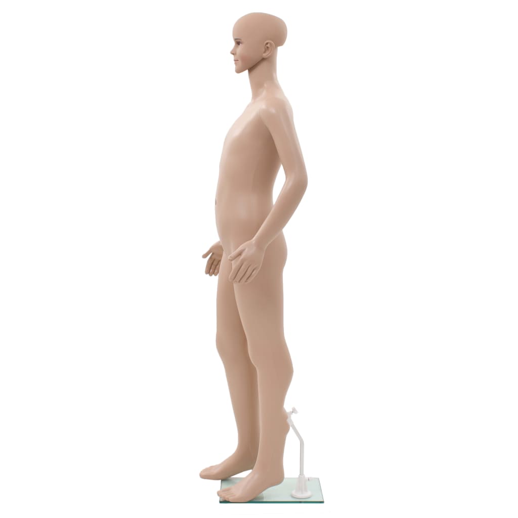 Ganzkörper-Schaufensterpuppe Kind mit Glassockel Beige 140 cm
