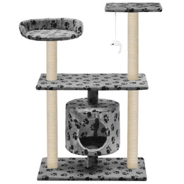 vidaXL Katzen-Kratzbaum Sisal 95 cm Grau Pfoten-Aufdruck