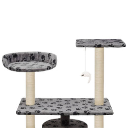 vidaXL Katzen-Kratzbaum Sisal 95 cm Grau Pfoten-Aufdruck