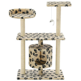 vidaXL Katzen-Kratzbaum Sisal 95 cm Beige Pfoten-Aufdruck
