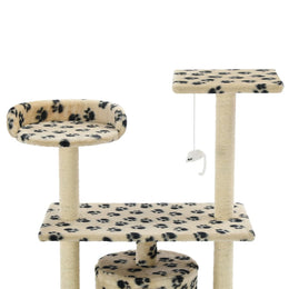 vidaXL Katzen-Kratzbaum Sisal 95 cm Beige Pfoten-Aufdruck
