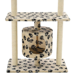 vidaXL Katzen-Kratzbaum Sisal 95 cm Beige Pfoten-Aufdruck